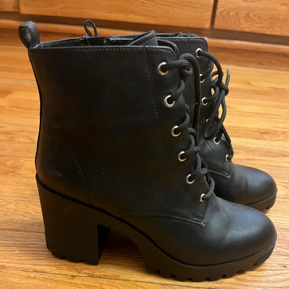 Black leather boots